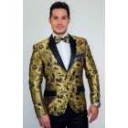 Gold Tapestry Floral Slim Fit Tuxedo Jacket